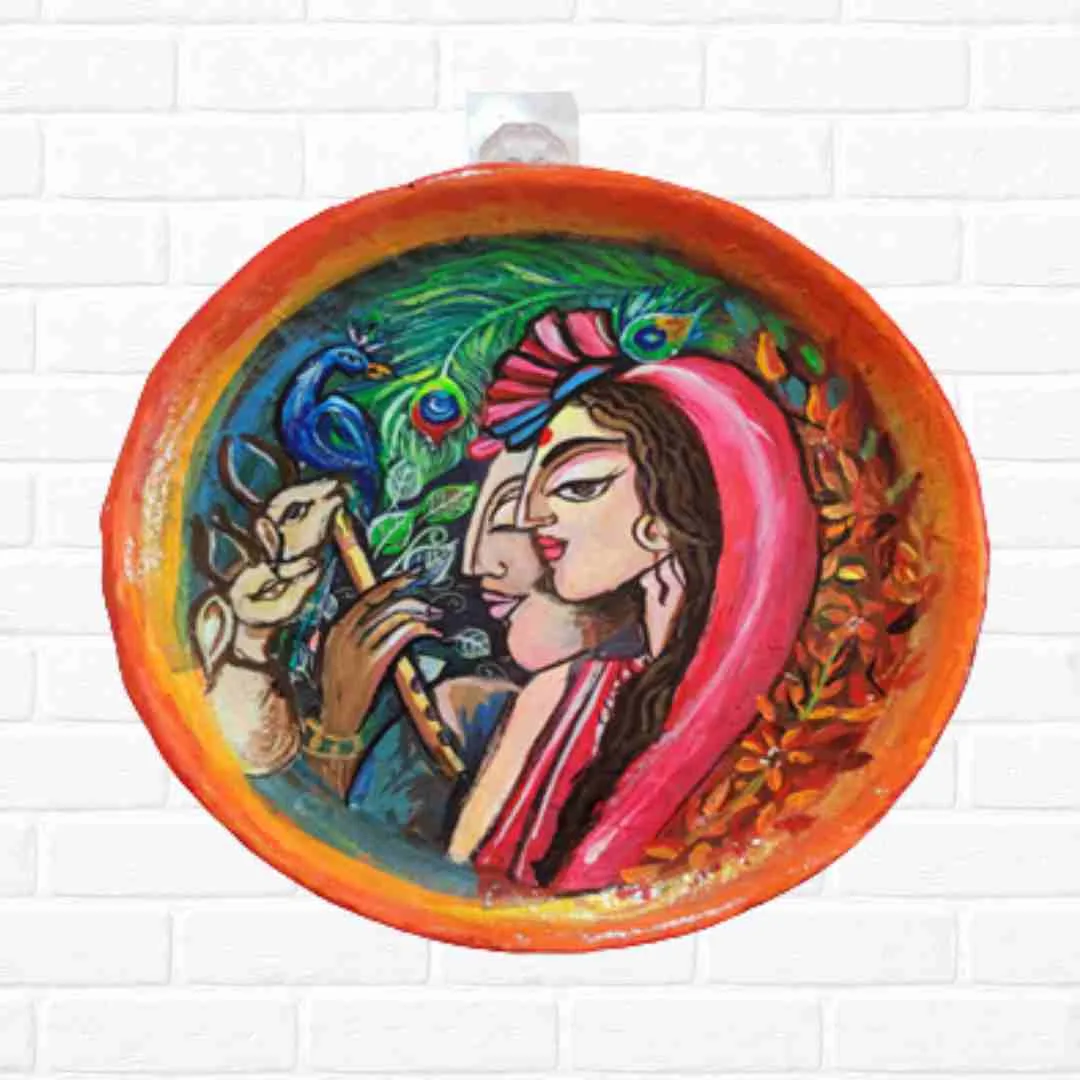 Hand-Crafted Radha Krishna Eco-Friendly Wall Plate — view 1